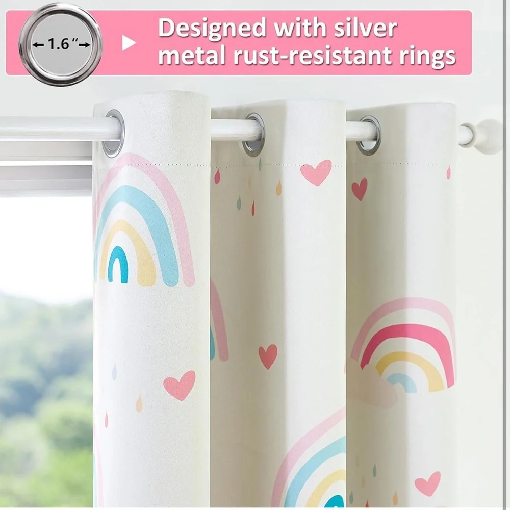 Blackout Rainbow Curtains for Kids, 90% Blackout Curtains 52